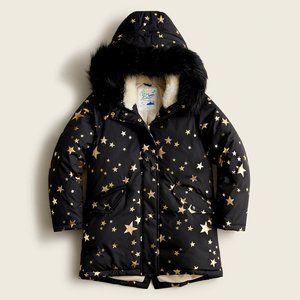 NWT J.Crew Girls Star Print PrimaLoft Parka